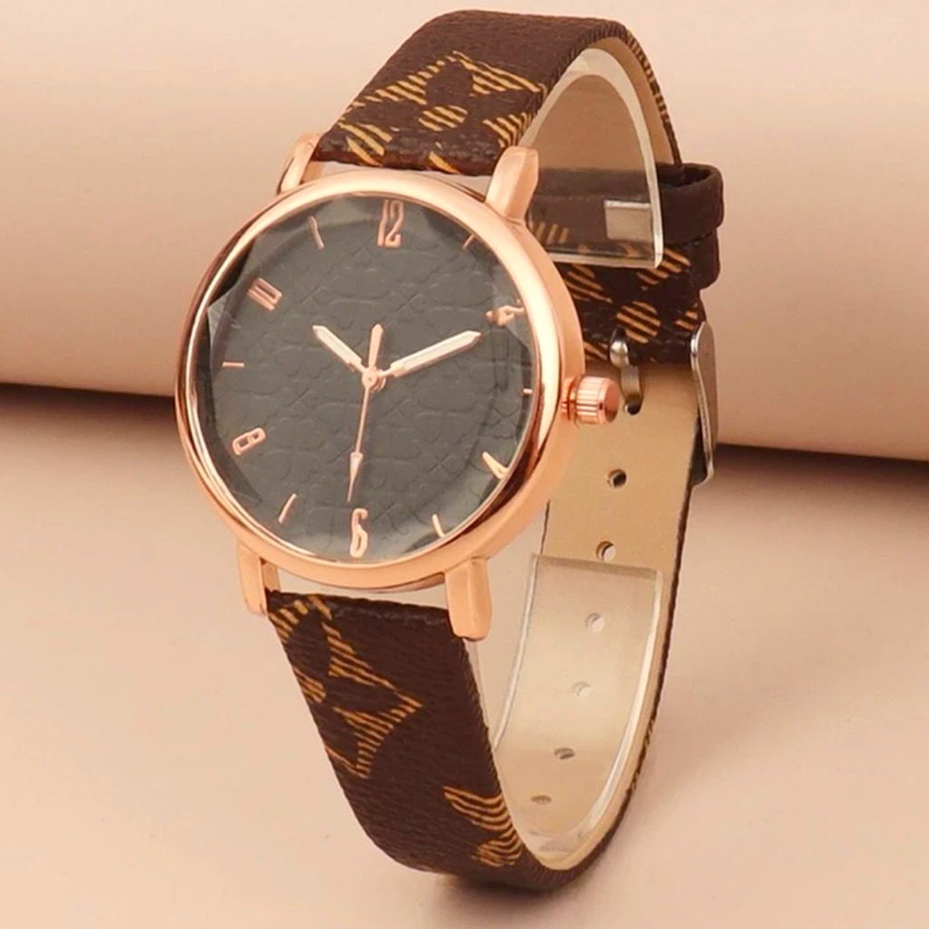 Brown And Black Rose Gold Watch